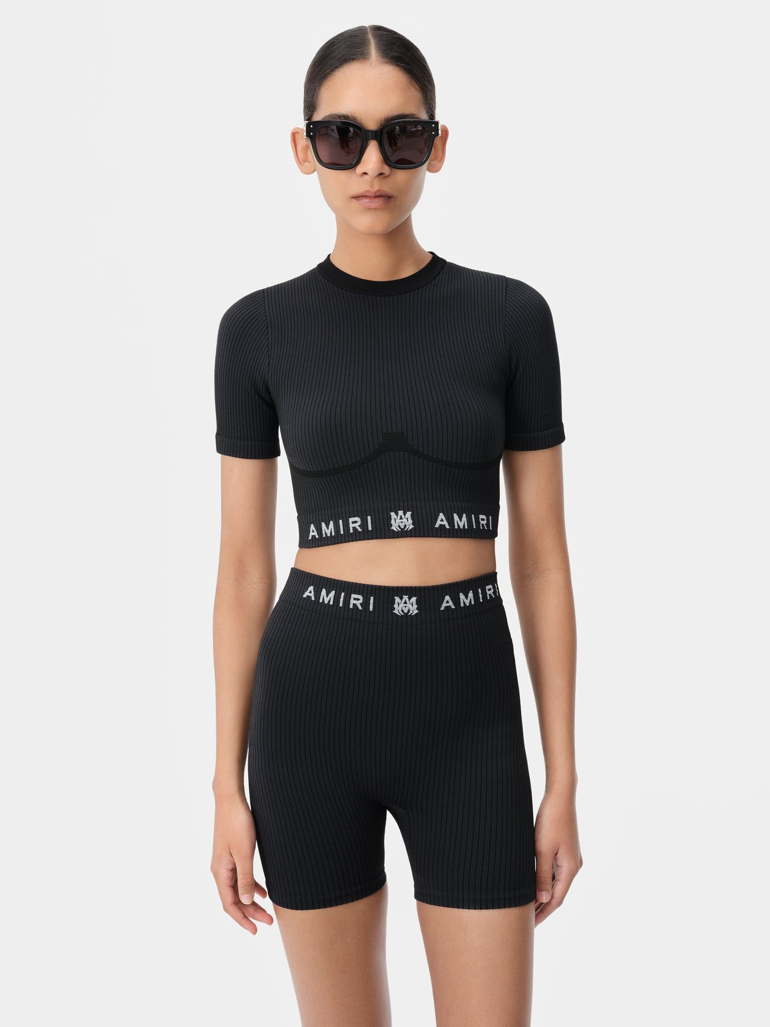Ropa Deportiva Amiri Ma Ribbed Seamless S/S Top Mujer Negros | IRWMAF-648