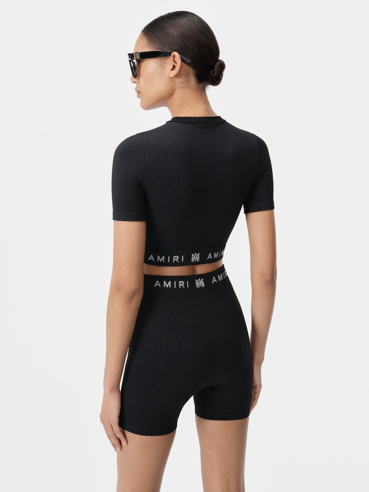 Ropa Deportiva Amiri Ma Ribbed Seamless S/S Top Mujer Negros | IRWMAF-648