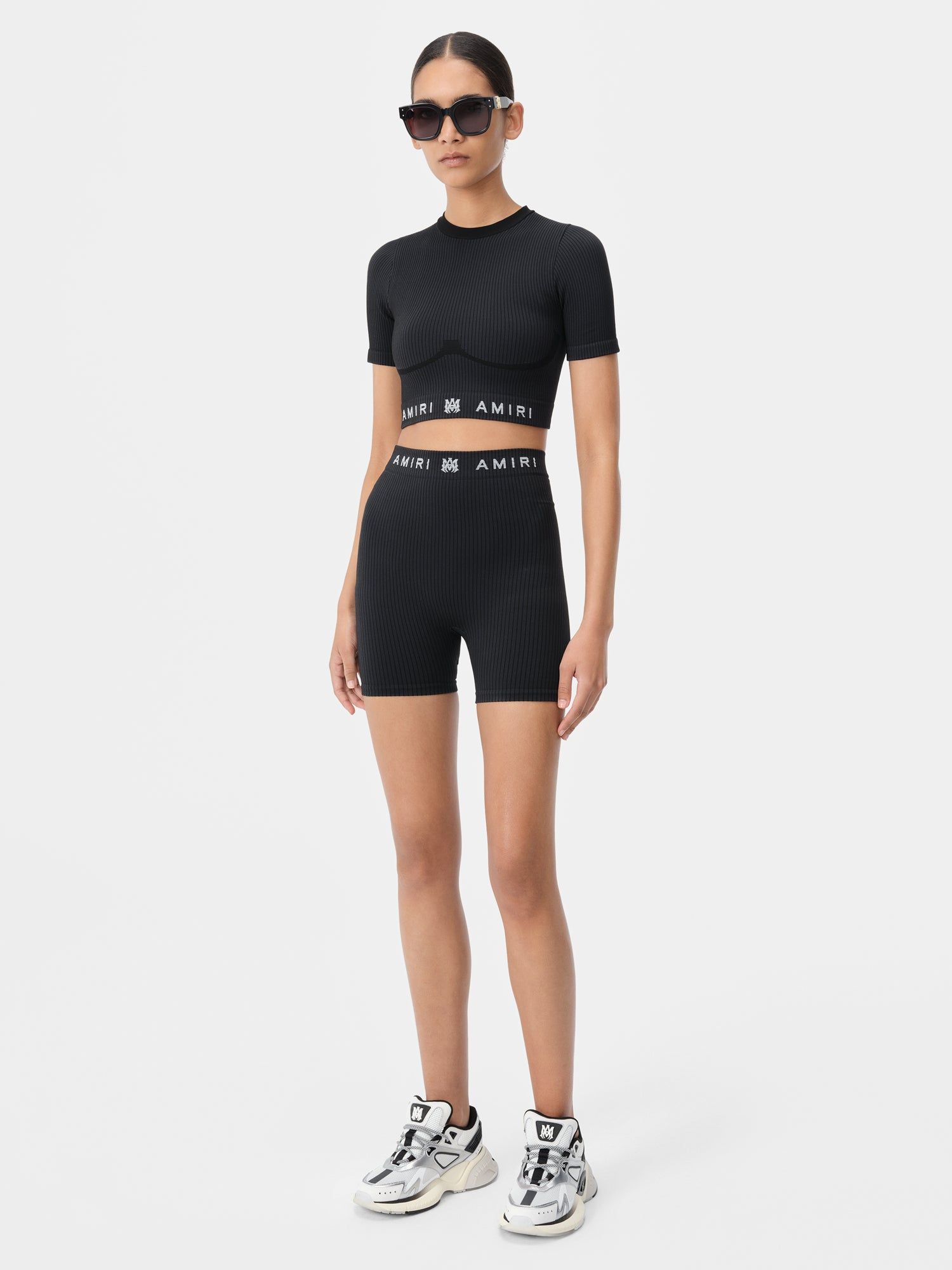 Ropa Deportiva Amiri Ma Ribbed Seamless S/S Top Mujer Negros | IRWMAF-648