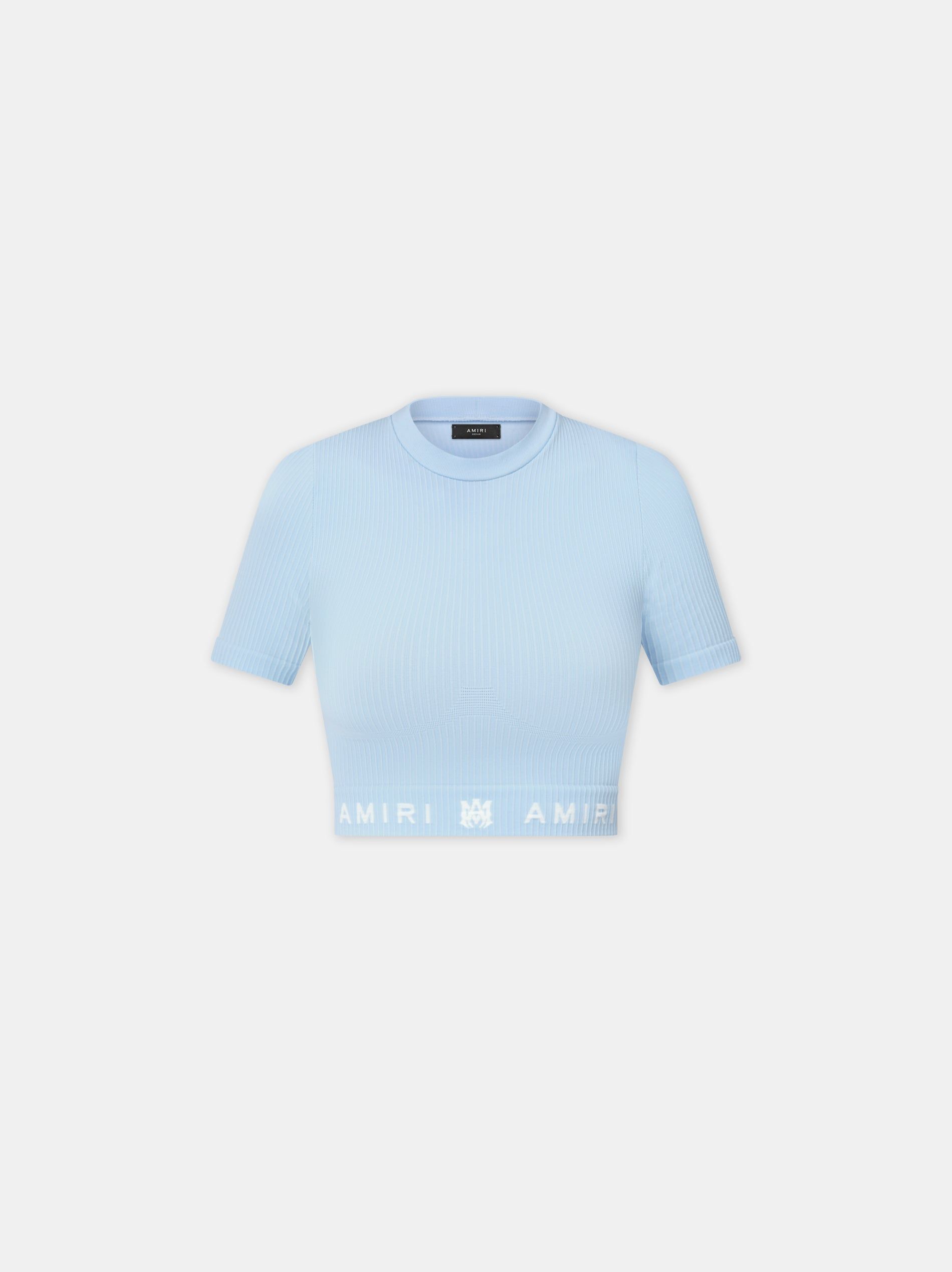 Ropa Deportiva Amiri Ma Ribbed Seamless S/S Top Mujer Cerulean | IBJOGM-785