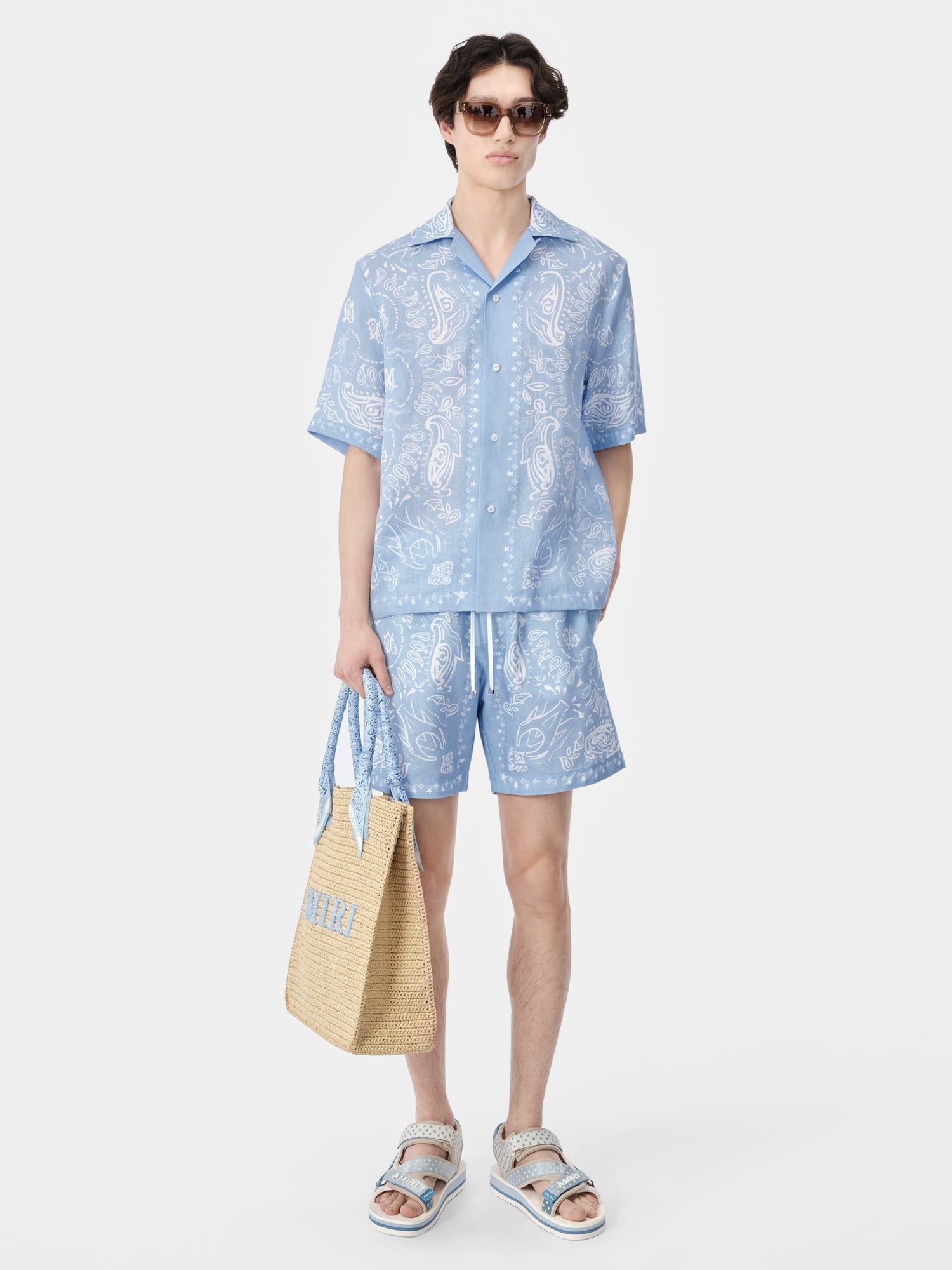 Short Amiri Bandana Watercolor Short Hombre Cerulean | NGFZCD-156