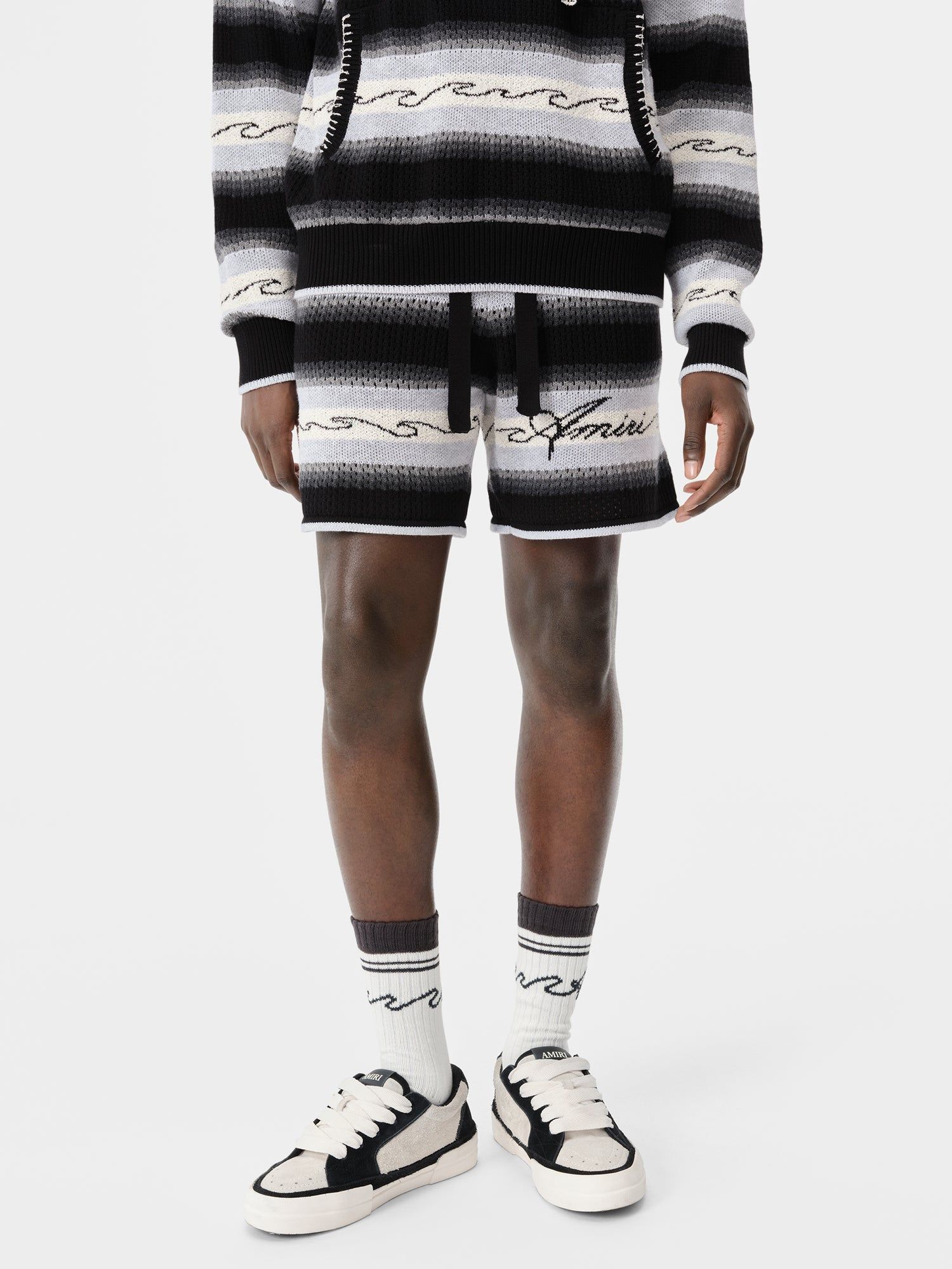 Short Amiri Wave Baja Stripe Short Hombre Negros | MCRYLJ-175