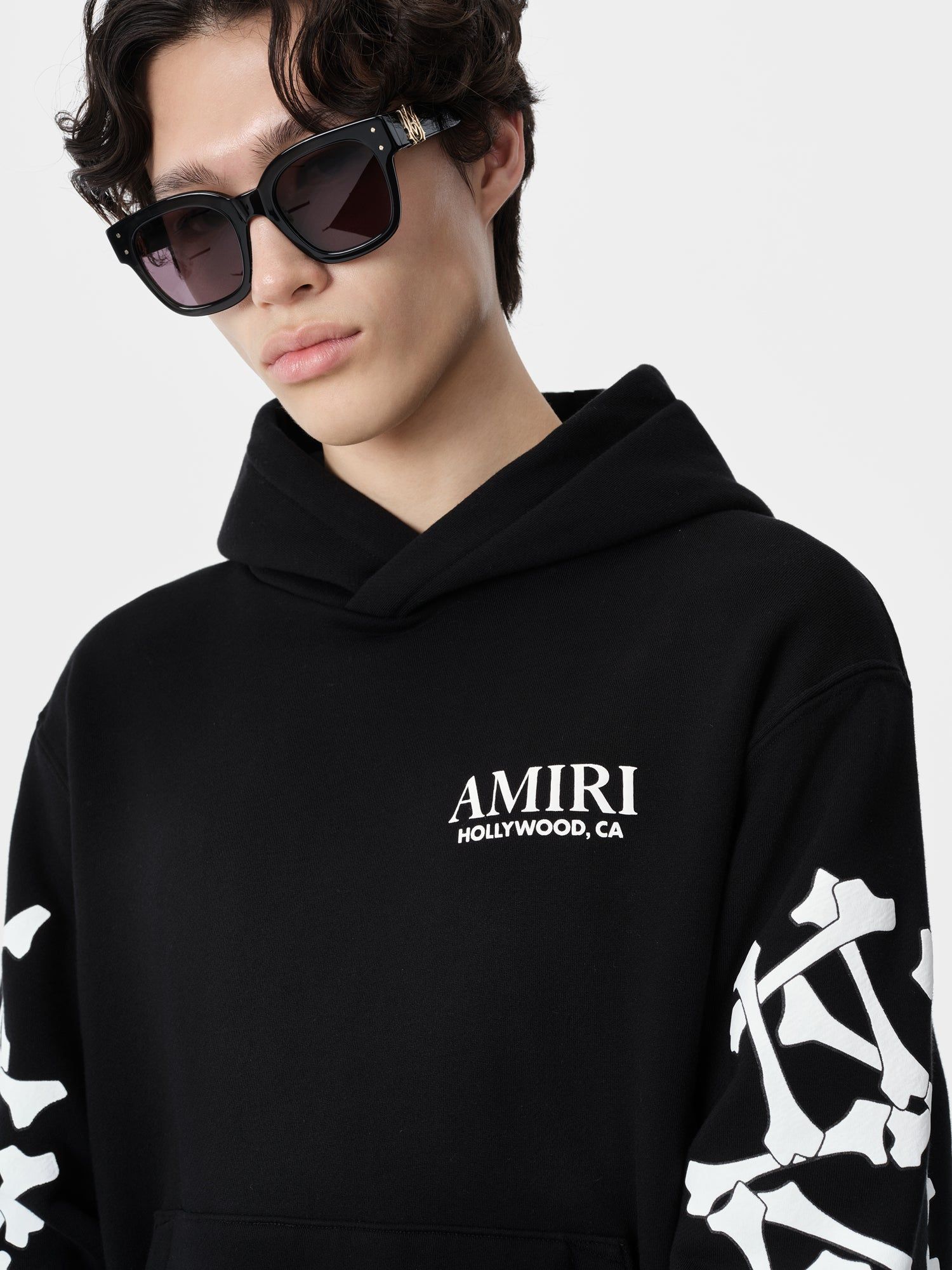 Sudaderas Amiri Bones Stacked Hoodie Hombre Negros | EMVTUL-538
