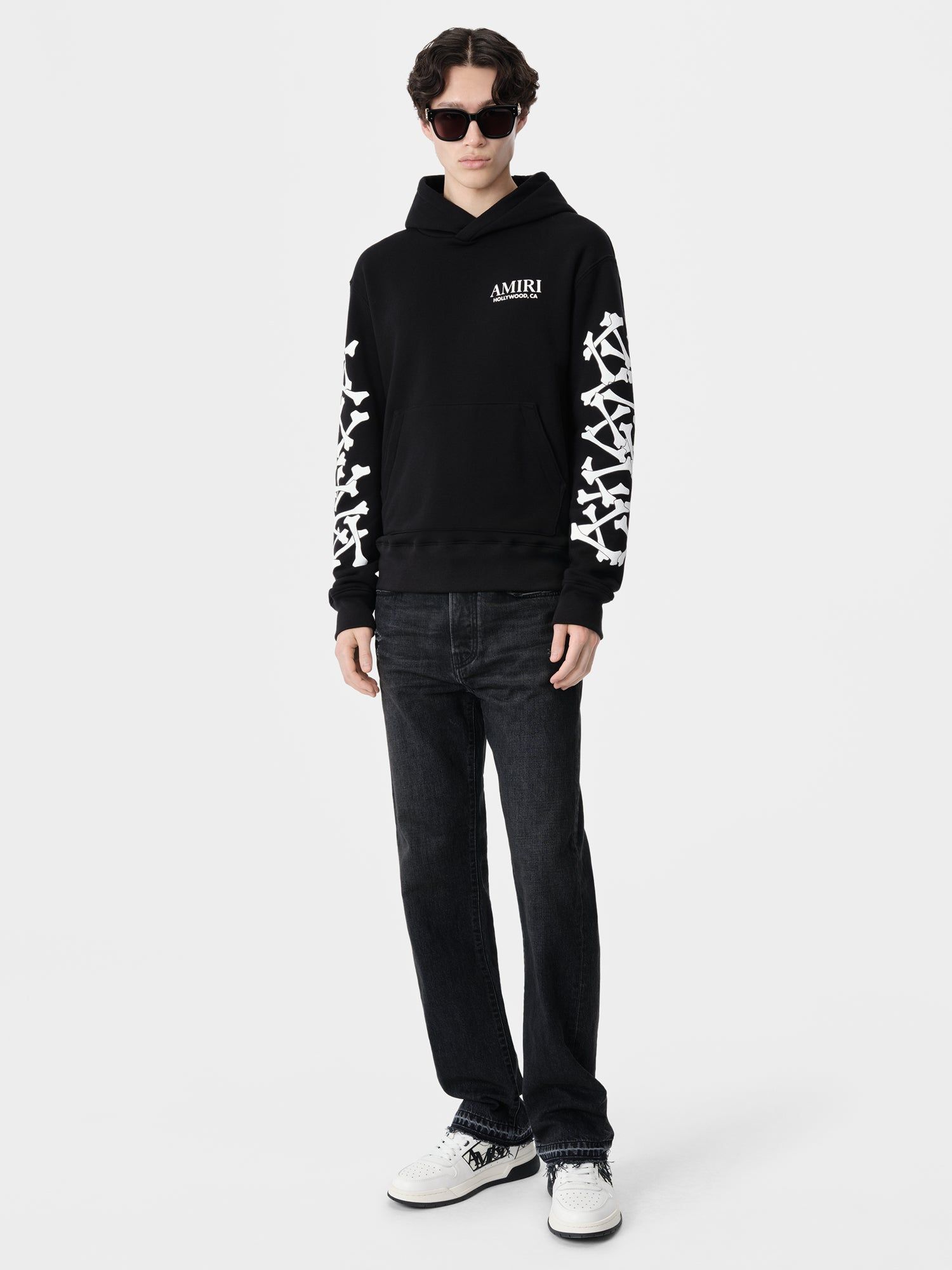 Sudaderas Amiri Bones Stacked Hoodie Hombre Negros | EMVTUL-538