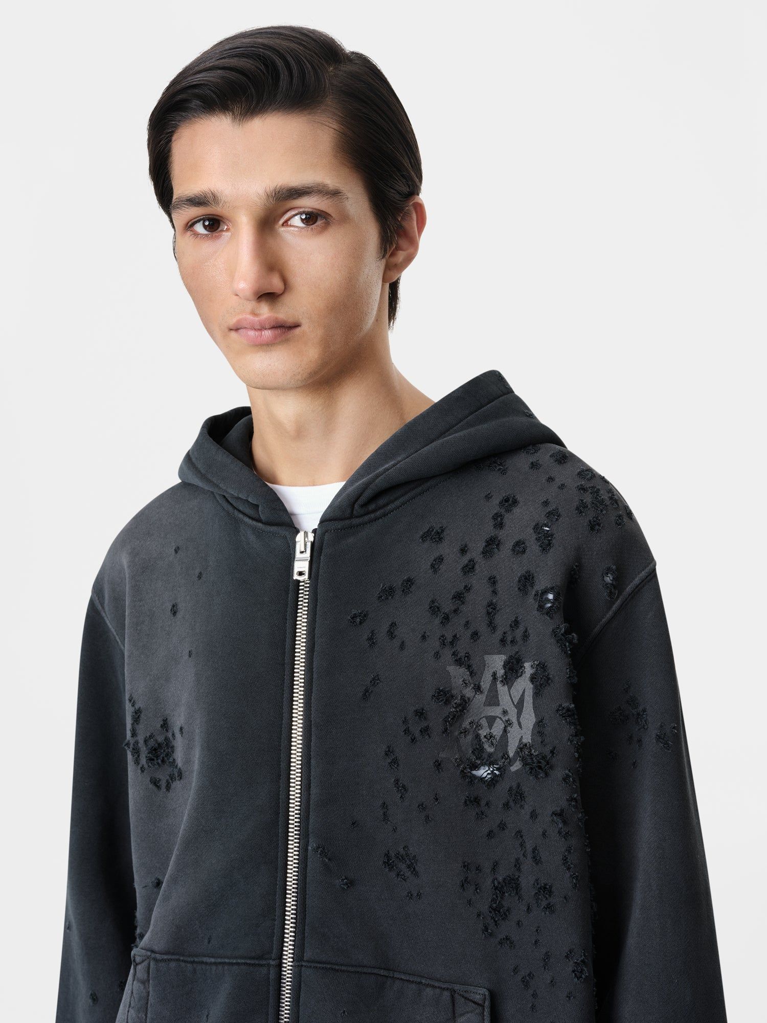 Sudaderas Amiri Ma Logo Shotgun Zip Hoodie Hombre Negros | SDVJHI-258