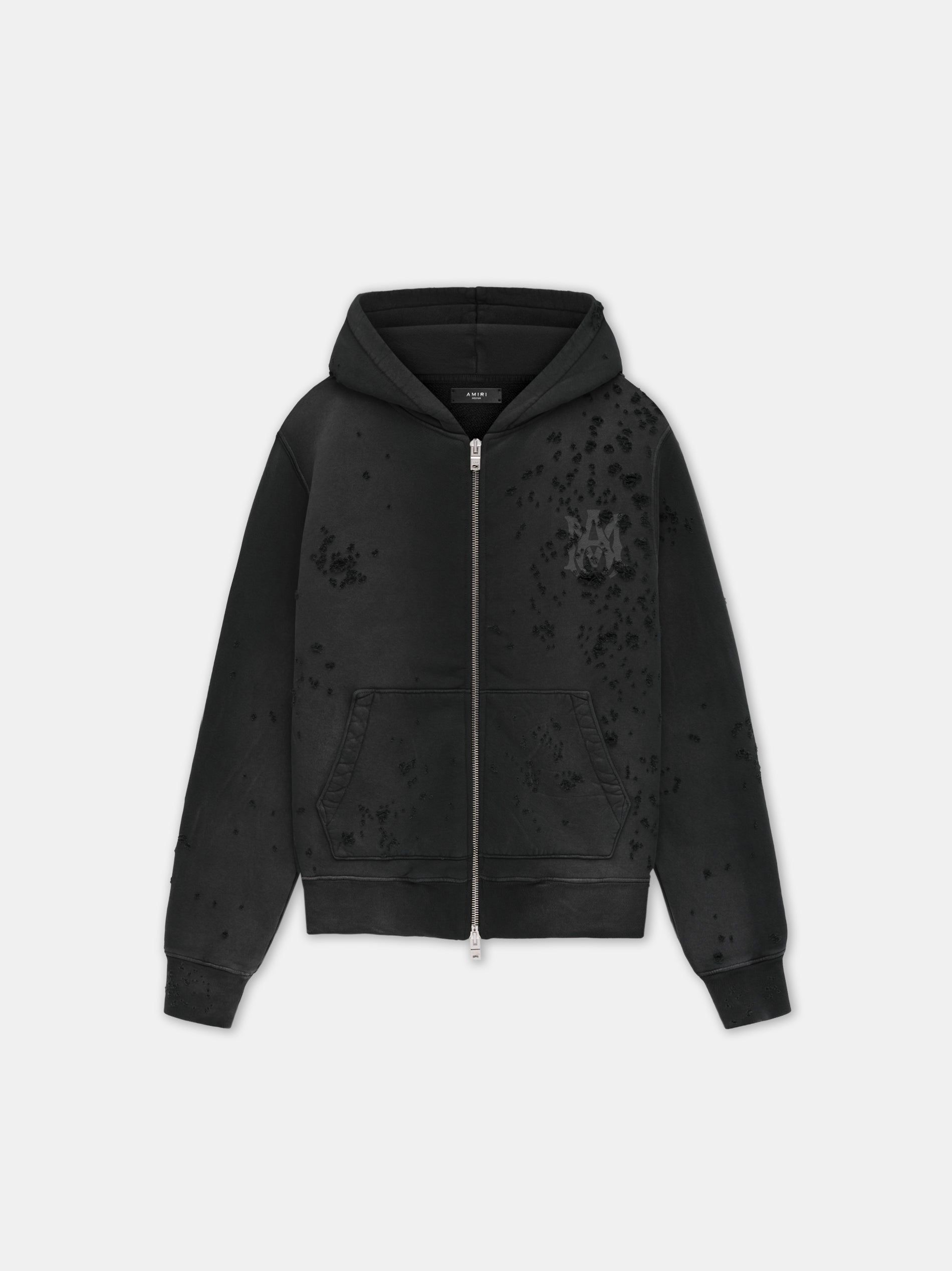 Sudaderas Amiri Ma Logo Shotgun Zip Hoodie Hombre Negros | SDVJHI-258