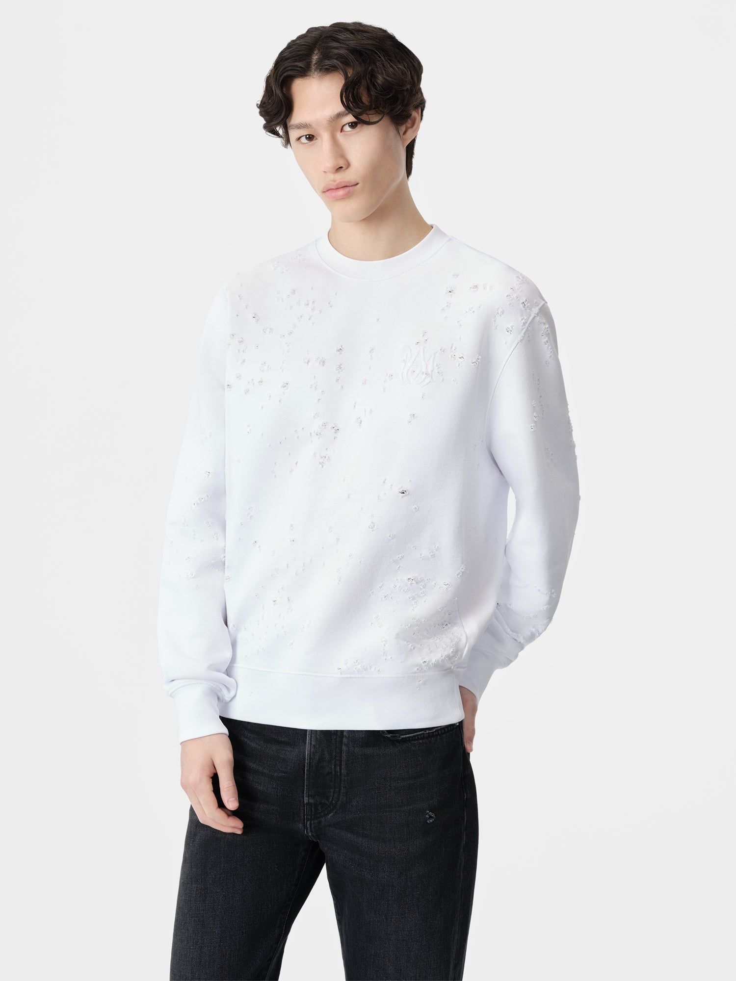 Sudaderas Amiri Ma Shotgun Embroidered Crew Hombre Blancos | UTCPWI-248
