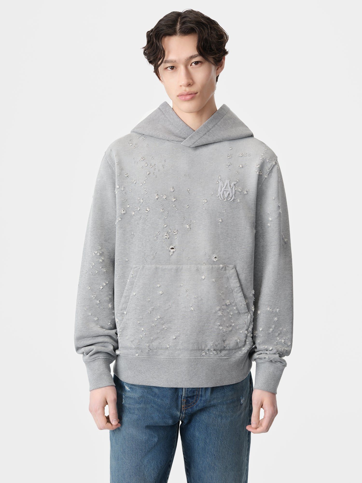 Sudaderas Amiri Ma Shotgun Embroidered Hoodie Hombre Grises | BIPEMA-820