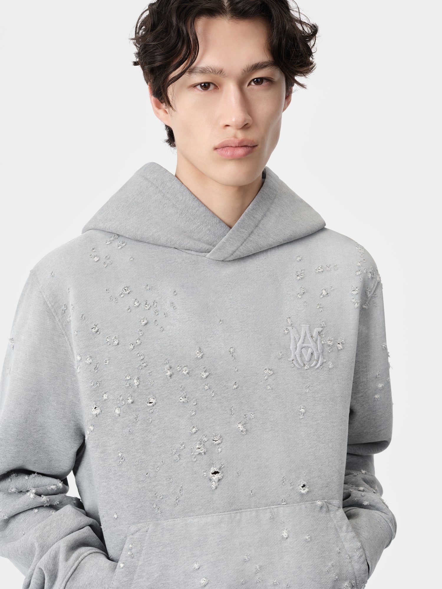 Sudaderas Amiri Ma Shotgun Embroidered Hoodie Hombre Grises | BIPEMA-820