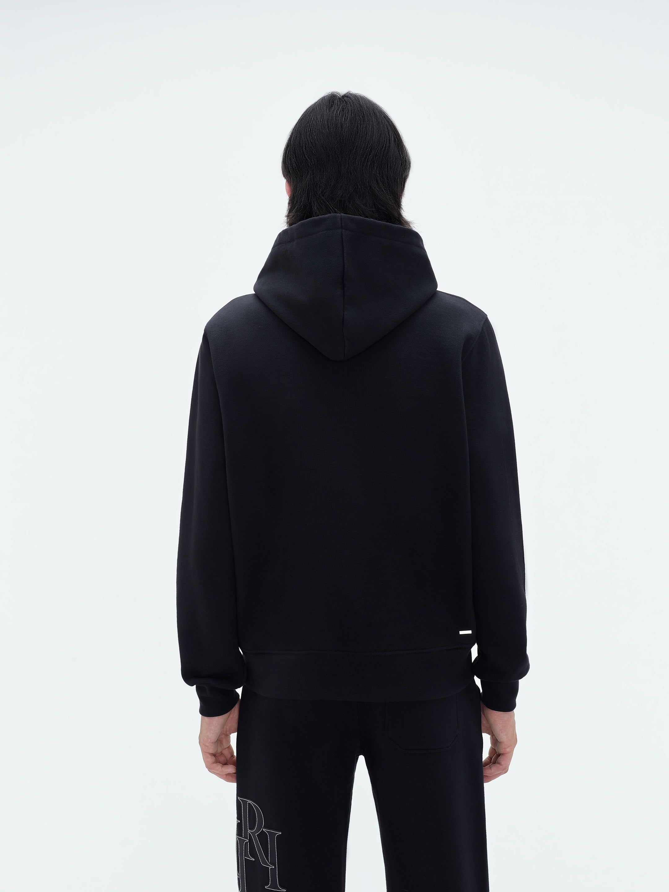 Sudaderas Amiri Staggered Logo Hoodie Hombre Negros | PZUFOW-175