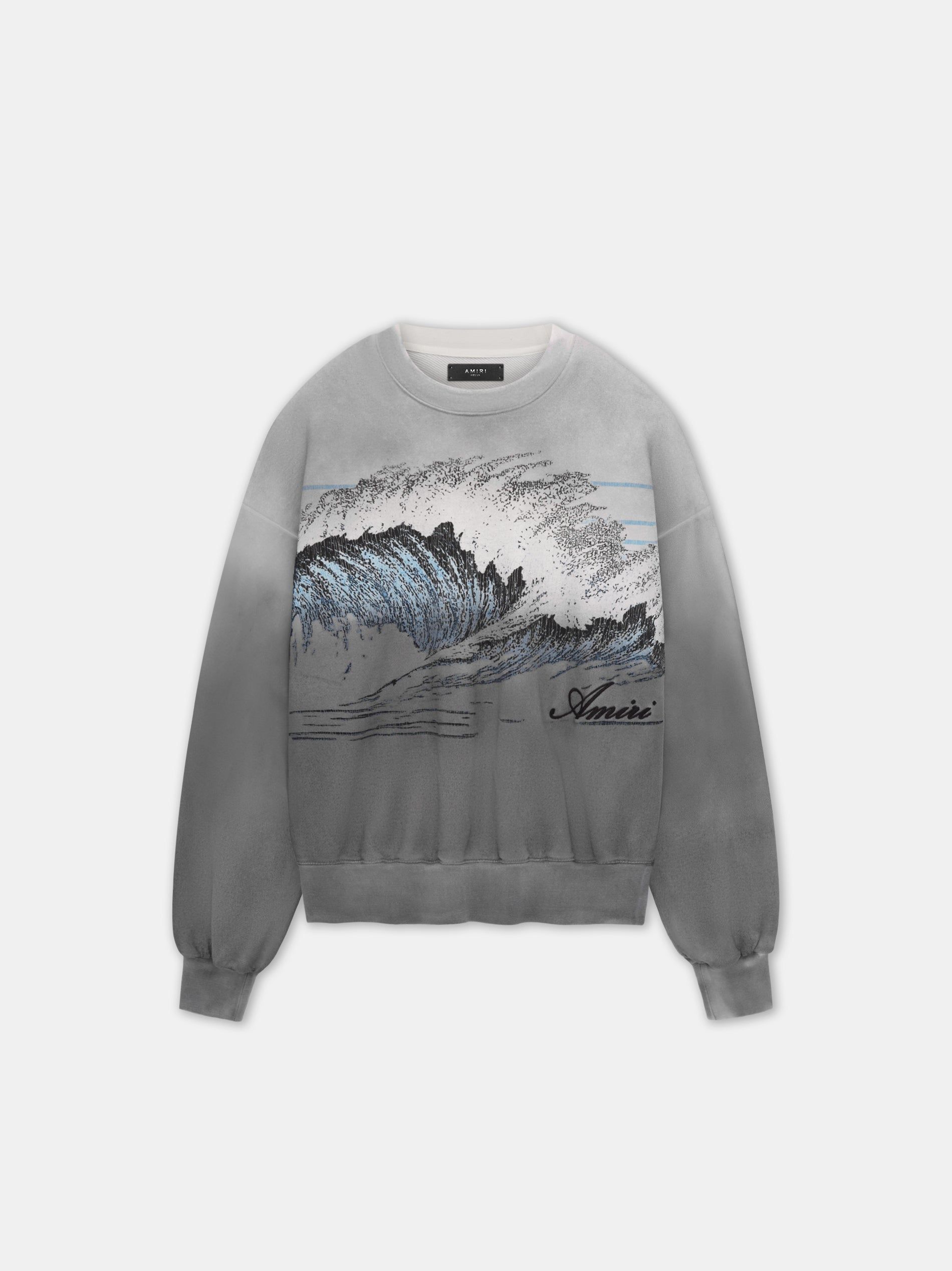 Sudaderas Amiri Vintage Wave Oversized Crew Hombre Negros | OAYIPR-863