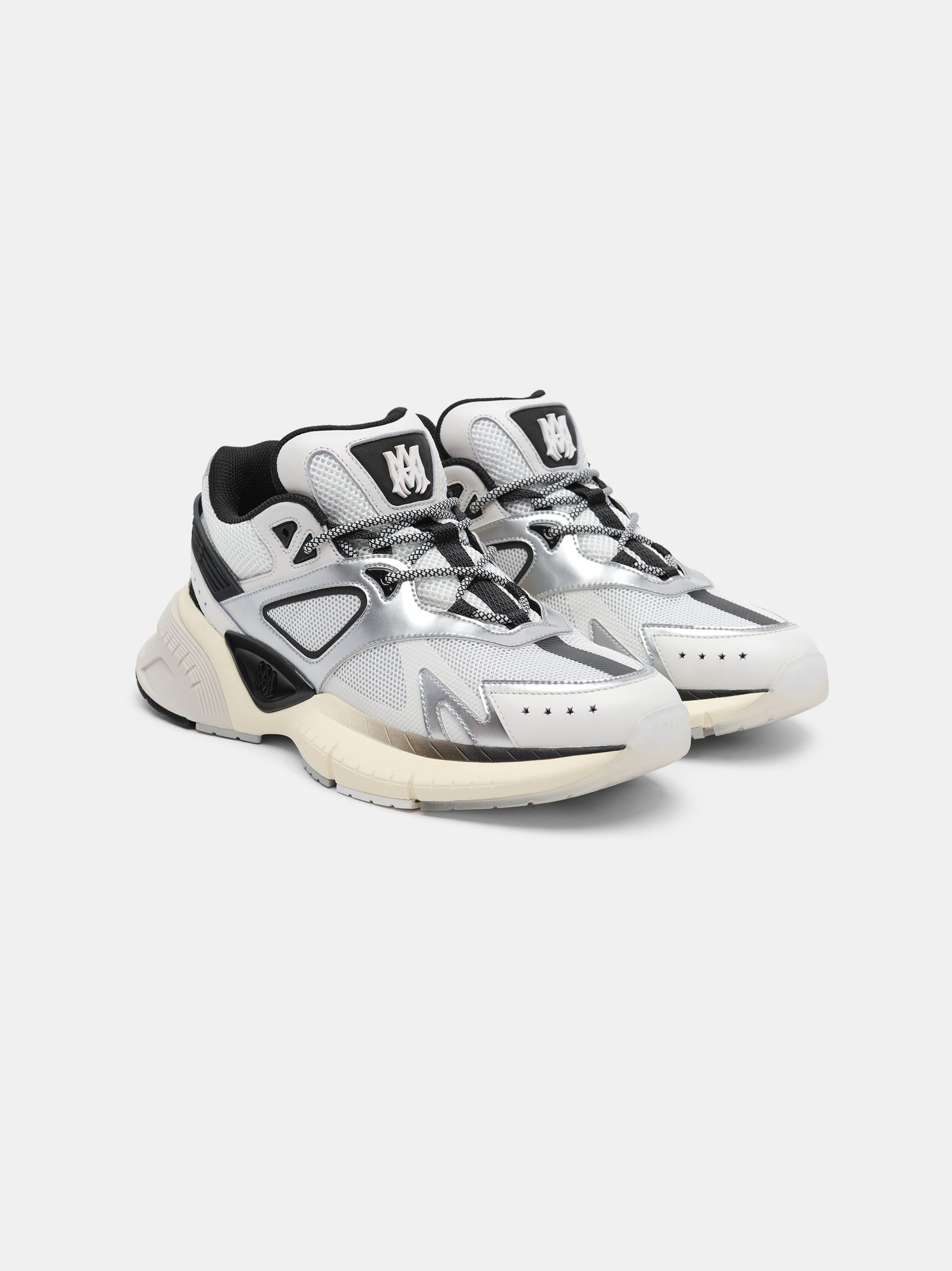 Tenis Amiri Ma Runner Mujer Negros Blancos Plateados | DNMRPB-217